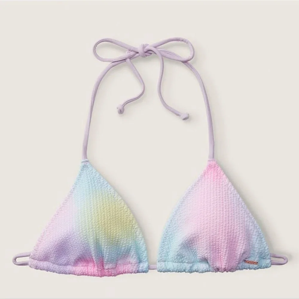 Victoria's Secret PINK CRINKLE TRIANGLE BIKINI TOP Sky Blur Pastel